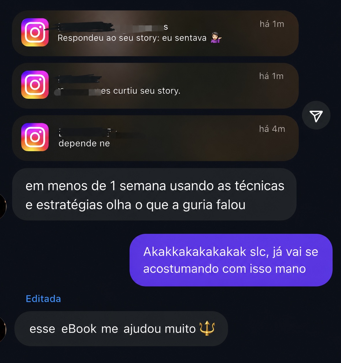 Print de conversa real mostrando atração real